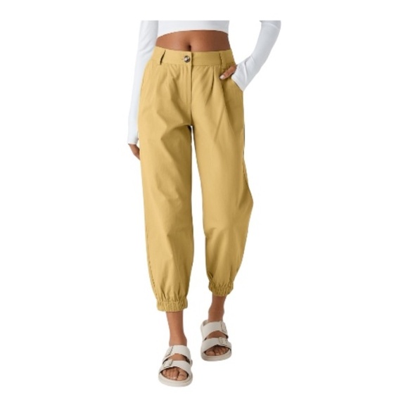 HALARA Pants - Halara Mid Rise Casual Cotton Joggers with Pockets, Small, NWT, Yellow Jasmine